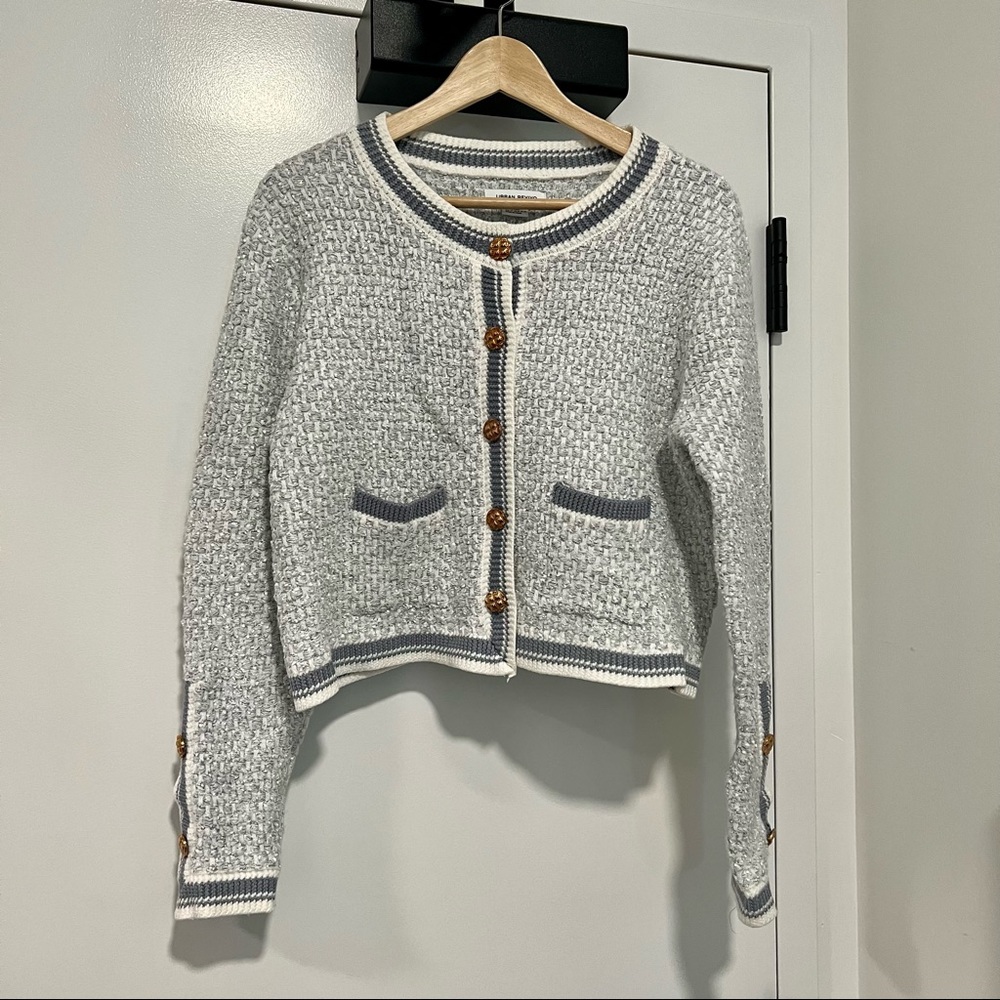 Urban Revivo Blue Tweed Cardigan
